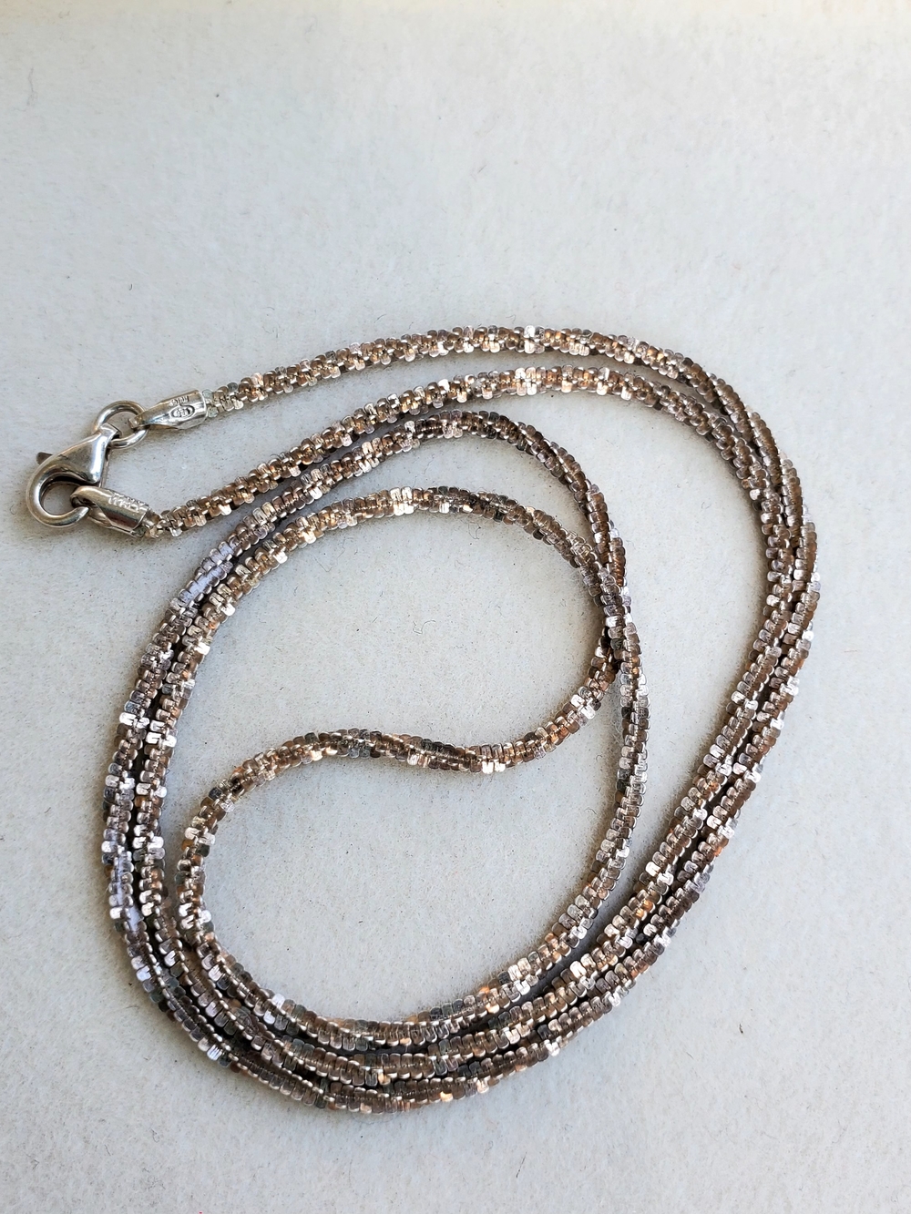 Italian Sterling Silver Diamond Cut Singapore Chain Necklace | 5.05 g